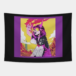 Devil's daughter - Vintage drawing - Psychedelic color Tapestry