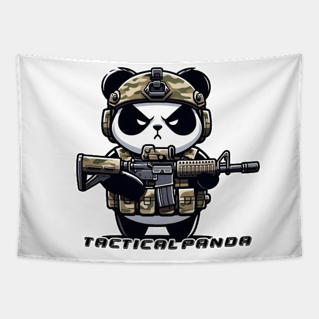 Tactical Panda Tapestry by Rawlifegraphic