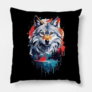 Forest Wolf AI Art Pillow