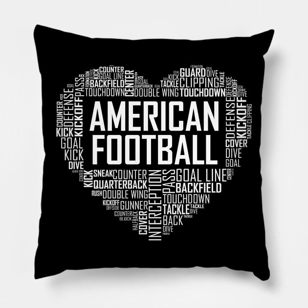 American Football Love Pillow by LetsBeginDesigns