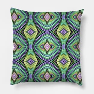 Geometric Green with Pink Diamonds Abstract Art Pattern Pillow