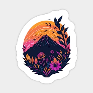 the nature's flowers and mountains Magnet