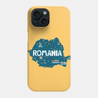 Romania Illustrated Map Phone Case