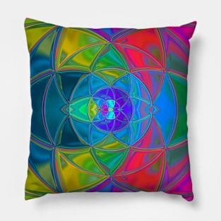 Mosaic Kaleidoscope Flower Rainbow Pillow