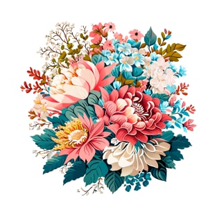 Vintage exotic flowers Chrysanthemum Morifolium Gardening Flowers Mix krizantem bouquet floral poster Holiday T-Shirt