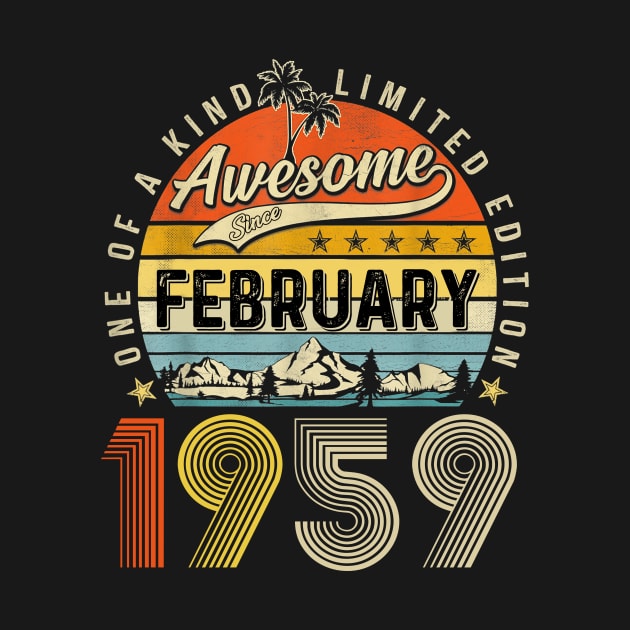 Awesome Since February 1959 Vintage 64th Birthday by cogemma.art