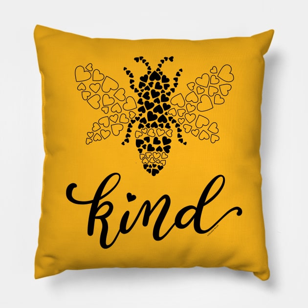 Bee Kind Be Kind Bee Graphic Love Hearts Kindness Pillow by DoubleBrush