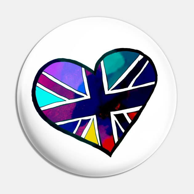 Discolored Union Jack Heart Pin by lolosenese