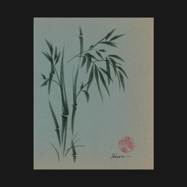 Ethereal - Sumie ink brush pen bamboo painting on vintage paper by tranquilwaters