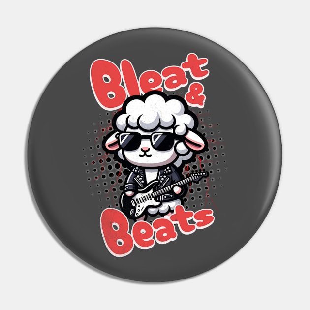 Sheep Funny Rocker - Bleat & Beats Pin by alcoshirts