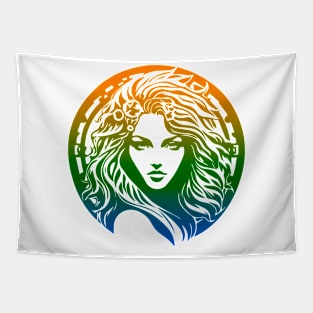 Woman's Face - Colorful Graphic Design Tapestry