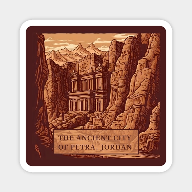 The Ancient City of Petra, Jordan illustration Magnet by KOTYA