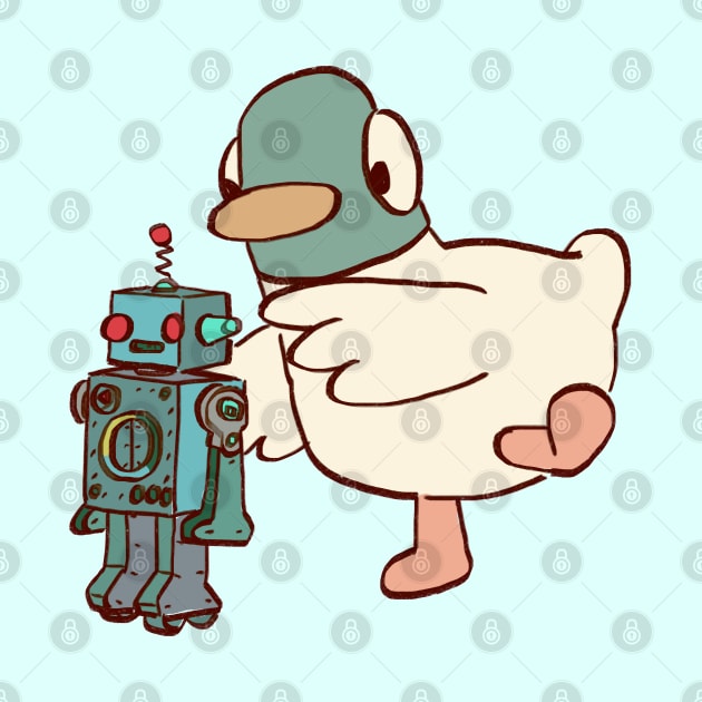 duck with robot / children cartoon by mudwizard