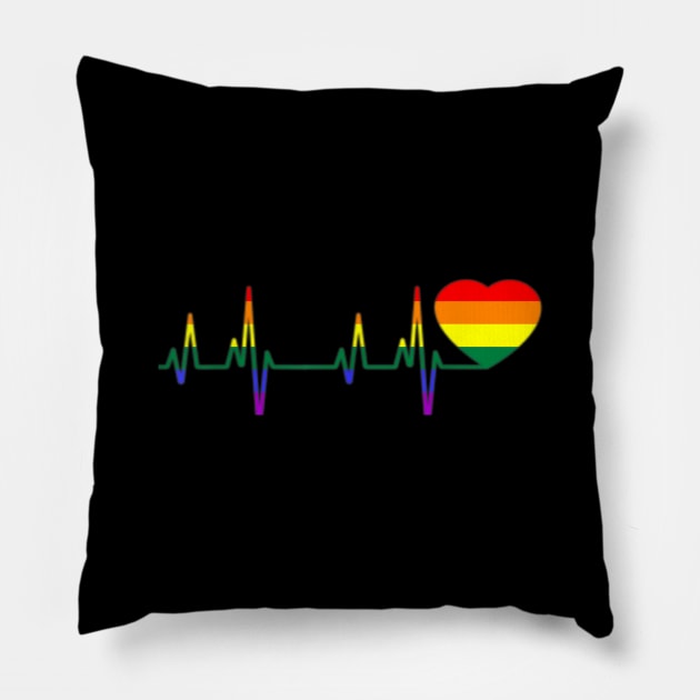 LGBT Heartbeat , Heartbeat lgbt , LGBT heartbeat LGBT rainbow heartbeat gay and lesbian pride , LBGT Gift Heartbeat Pride Pillow by hijazim681