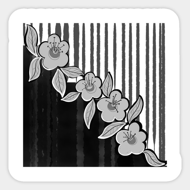 Pattern Flowers Black And White Flower Sticker Teepublic
