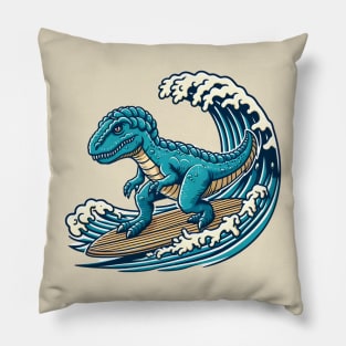 Surfing dinosaur Pillow