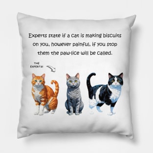 Experts state if a cat is making biscuits - funny watercolour cat design Pillow