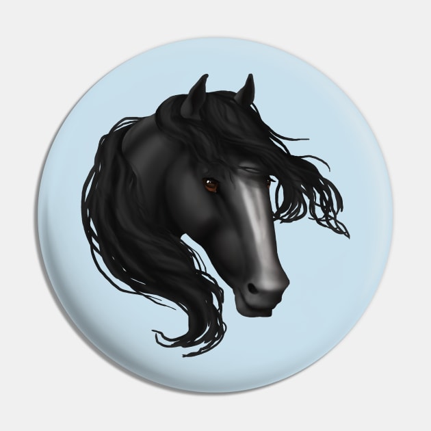 Horse Head - Black Blaze Pin by FalconArt