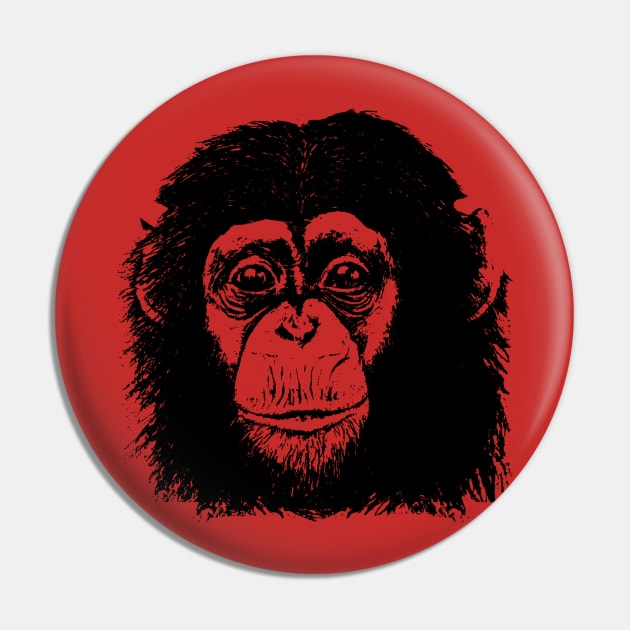 Chimp Face Black on color Pin by ToddPierce