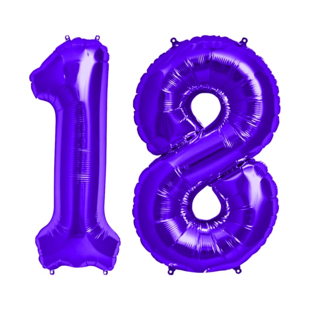 Bright Purple 18th Birthday Metallic Helium Balloons Numbers by podartist