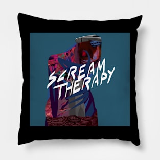 Scream Therapy Podcast logo block design Pillow