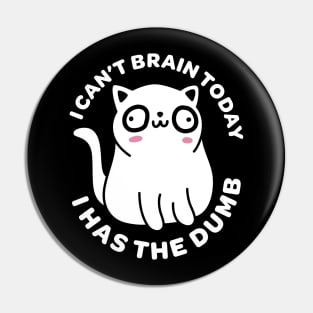I Can't Brain Today I Has the Dumb - Funny Cat Pin