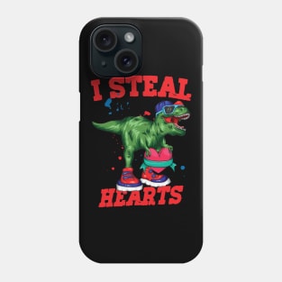 I Steal Hearts Trex Dino, Cute Valentines Days Kids Boys Design Phone Case