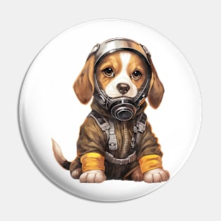 Beagle Dog Wearing Gas Mask Pin