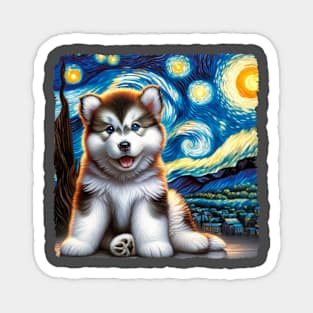 Starry Alaskan Malamute Portrait - Dog Portrait Magnet