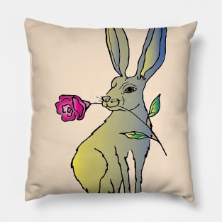 easter bunny with a rose Pillow