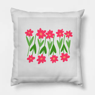Hand illustrated pink flowers Pillow