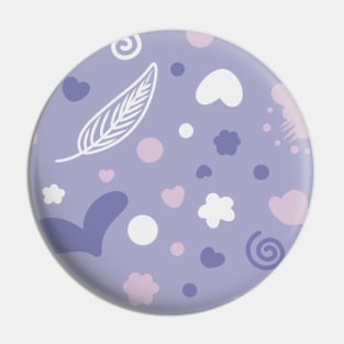 Blue Feather Heart Random Cute Pattern Pin