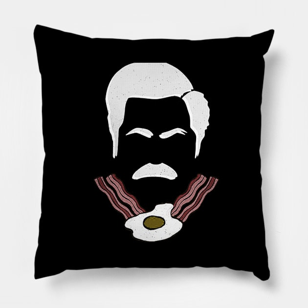 Ron Swanson Bacon and Eggs Black Shirt Pillow by truefriend