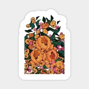 Citrus Orange Peony Flowers Magnet