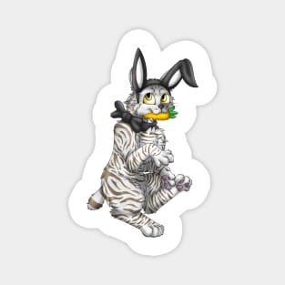 Bobtail BunnyCat: Silver-Amber Tabby (Black) Magnet