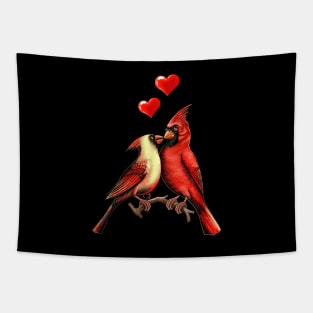 Red cardinals in love Christmas Tapestry