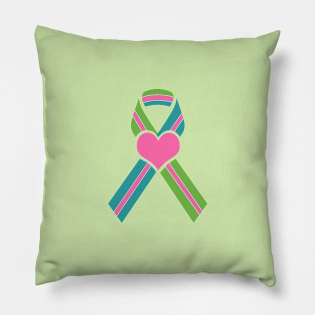 Metastatic Breast Cancer Ribbon with Big Heart Pillow by Trent Tides