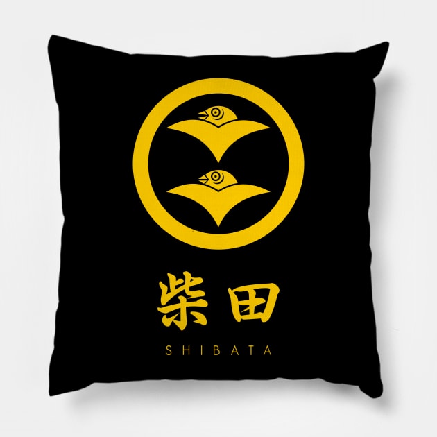 Shibata Clan kamon with text Pillow by Takeda_Art