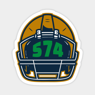 Retro Football Helmet 574 Area Code South Bend Indiana Football Magnet