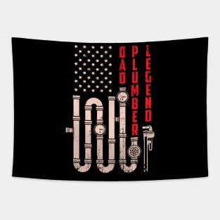 Dad Plumber Legend US Flag Tapestry