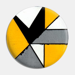 Yellow Gray Black White Geometric Abstract Acrylic Painting Pin