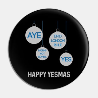 Silver Happy Yesmas Christmas Decoration Bauble Design Pin