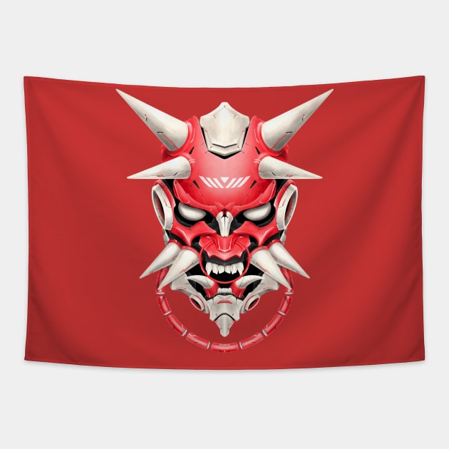 Oni mecha head Tapestry by Handikabayu