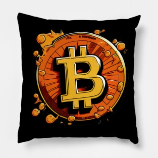 High-Quality Comic Bitcoin Logo: Symbol of Digital Currency Pillow