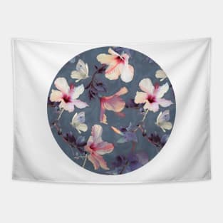 Butterflies and Hibiscus Flowers - a painted pattern Tapestry