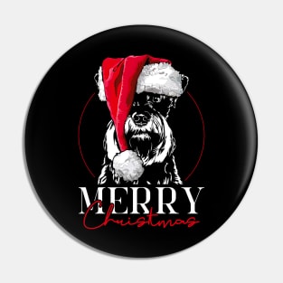 Miniature Schnauzer Santa Merry Christmas dog mom Pin