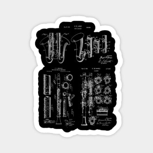 Clarinet Player Gift Patent Blueprints Magnet