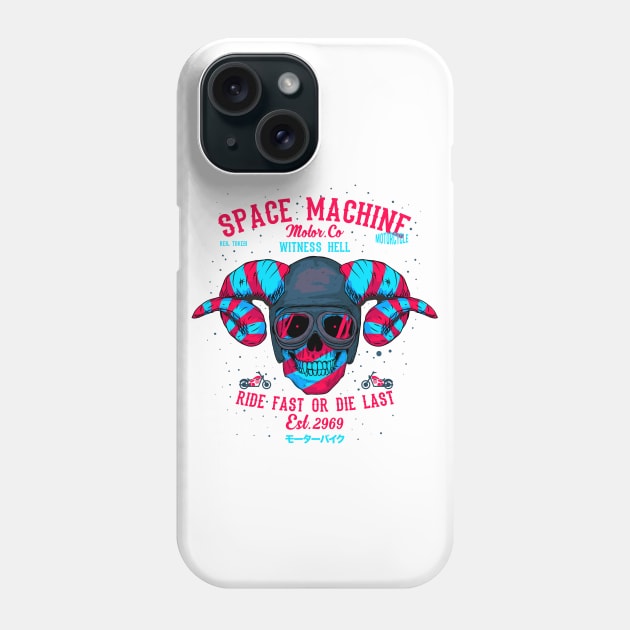 Death Machine Motorcycle Skull Phone Case by TOKEBI