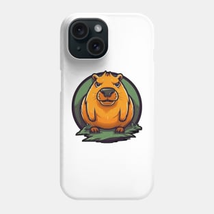 Angry capybara in green pond Phone Case
