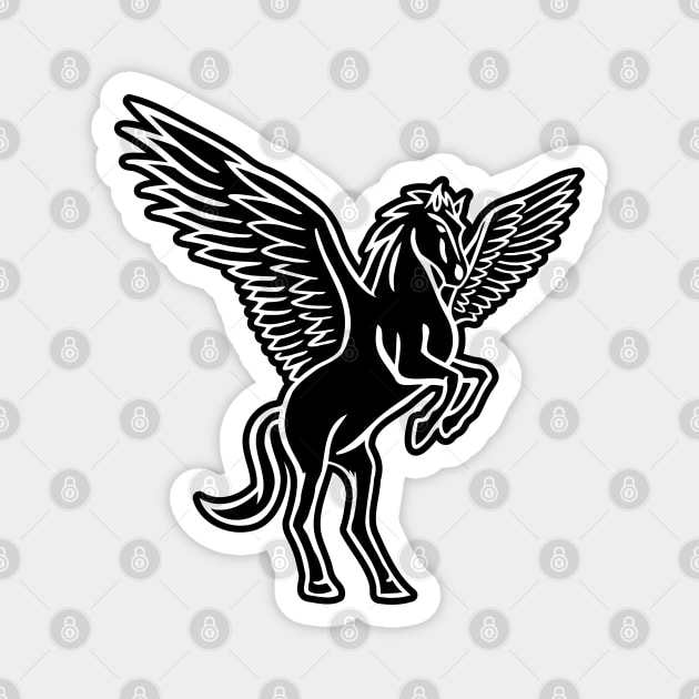 Black Pegasus Drawing Magnet by shaldesign